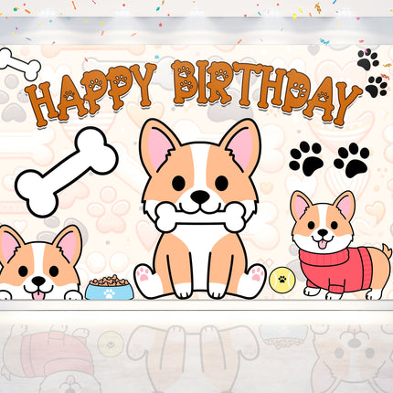 Adorable Corgi Birthday Backdrop