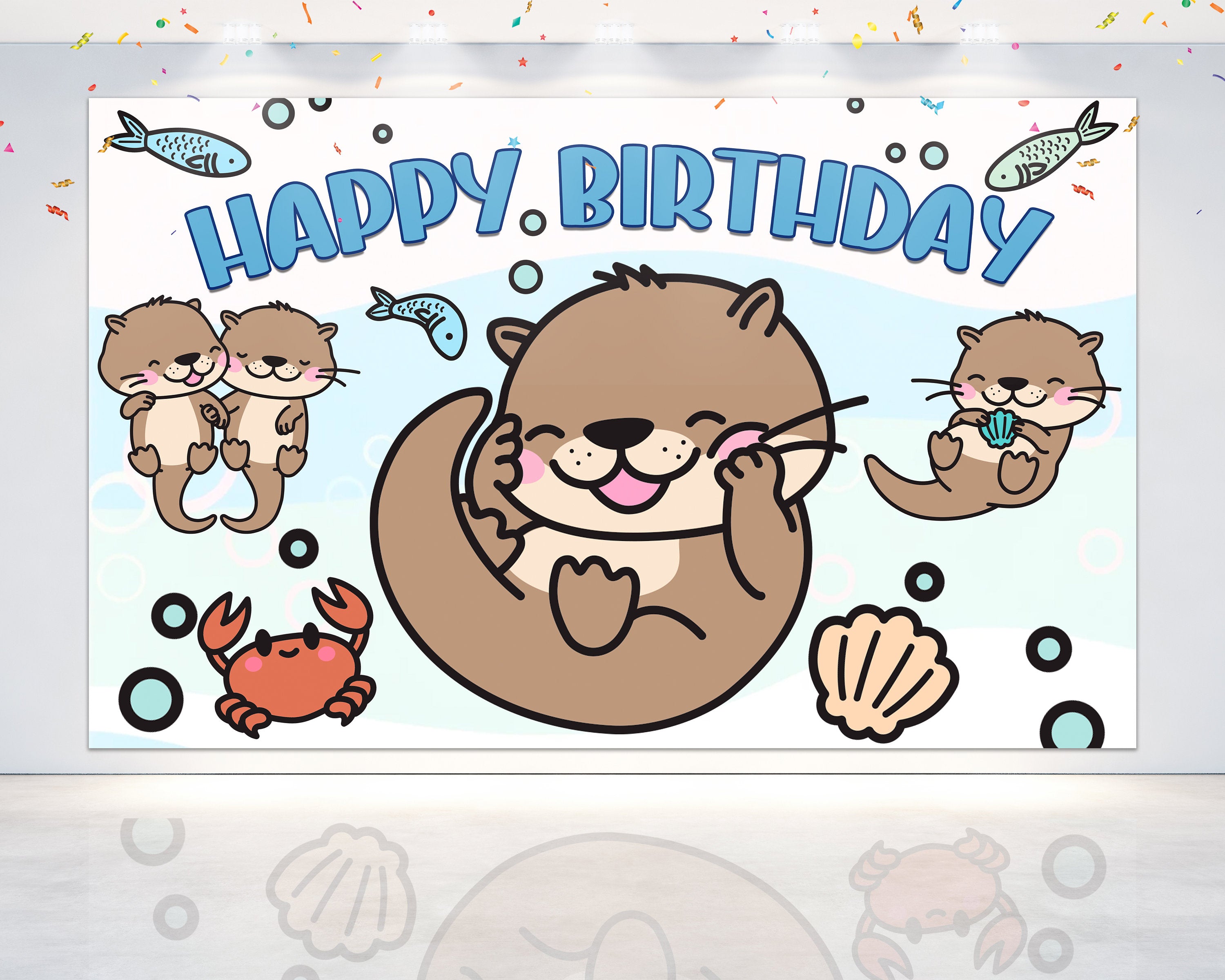 "Otterly Fun" Happy Birthday Backdrop