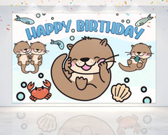"Otterly Fun" Happy Birthday Backdrop