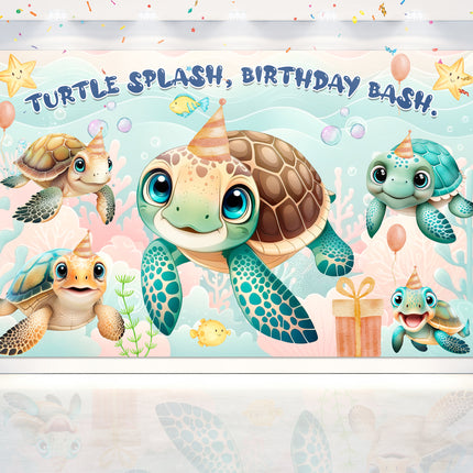 "Turtle Splash, Birthday Bash!" Backdrop