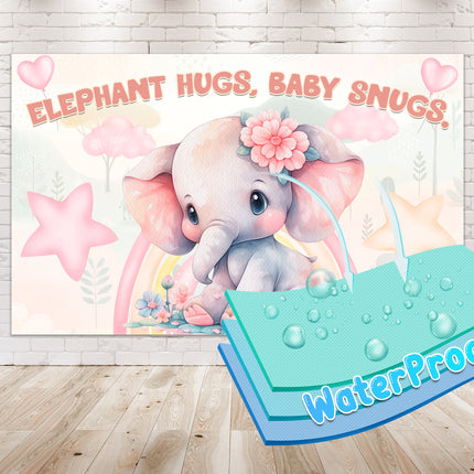 Adorable Elephant Baby Shower Backdrop 5x3 FT - Cute and Charming Baby Shower Decorations