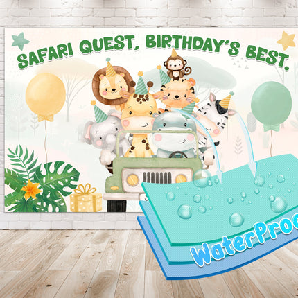 Enchanting Safari Animals Birthday Backdrop 5x3 FT