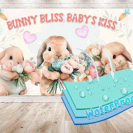Sweet Bunny Bliss Baby Shower Backdrop 5x3 FT