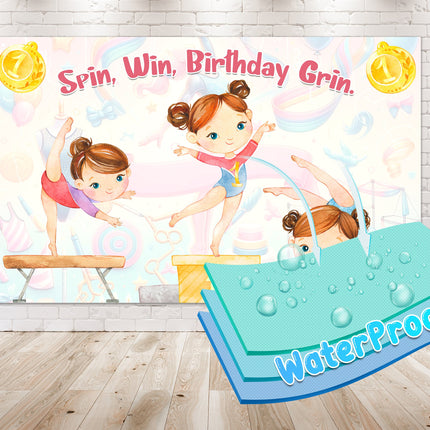 Acrobatic Baby Shower Backdrop 5x3 FT - Spin, Win, Birthday Grin
