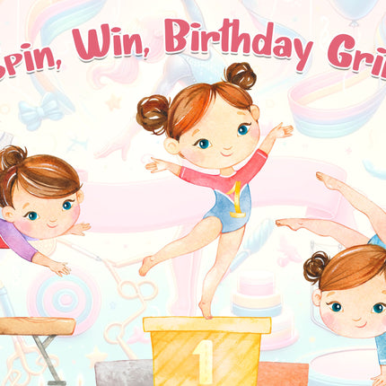 Acrobatic Baby Shower Backdrop 5x3 FT - Spin, Win, Birthday Grin