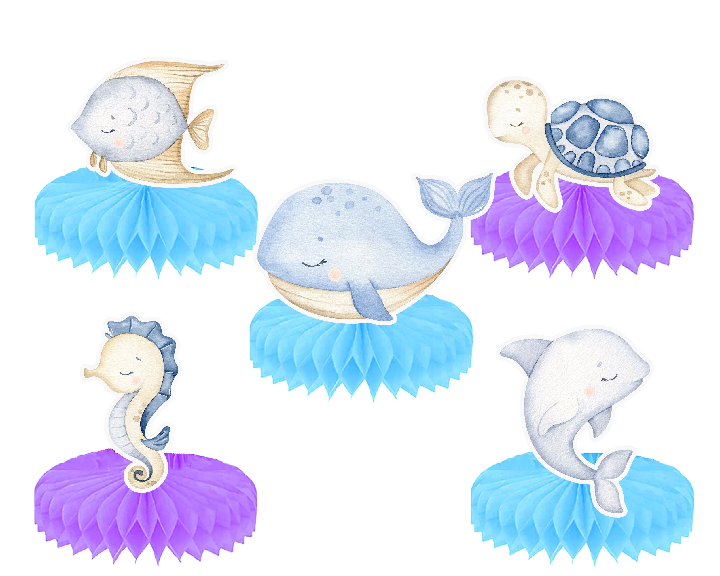 "Ocean Wonders" 5-Piece Under the Sea Honeycomb Decoration Set
