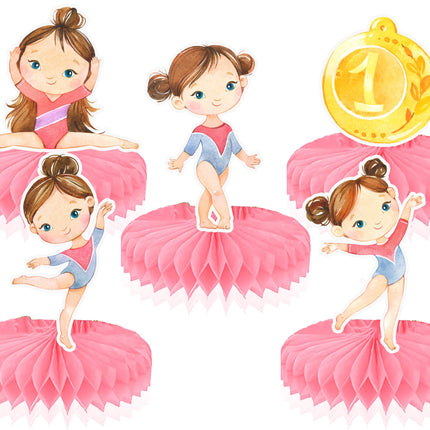 Graceful Gymnast Honeycomb Party Decorations - Set of 5