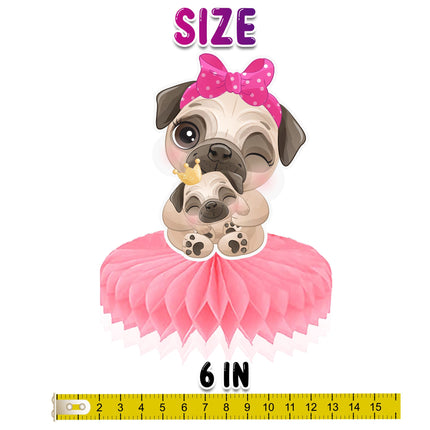 Paw-fect Pug Honeycomb Decorations - 5pcs Adorable Dog Party Centerpieces