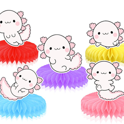 Adorable Axolotl Honeycomb Decorations - 5pcs Charming Table Centerpieces