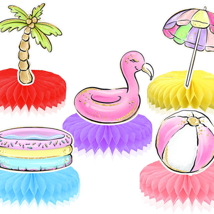 Splashy 5-Piece Pool Party Honeycomb Decoration Set