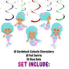 Magical Mermaid Swirl Decorations - Set of 10 Whimsical Party Swirls for Enchanted Undersea Events