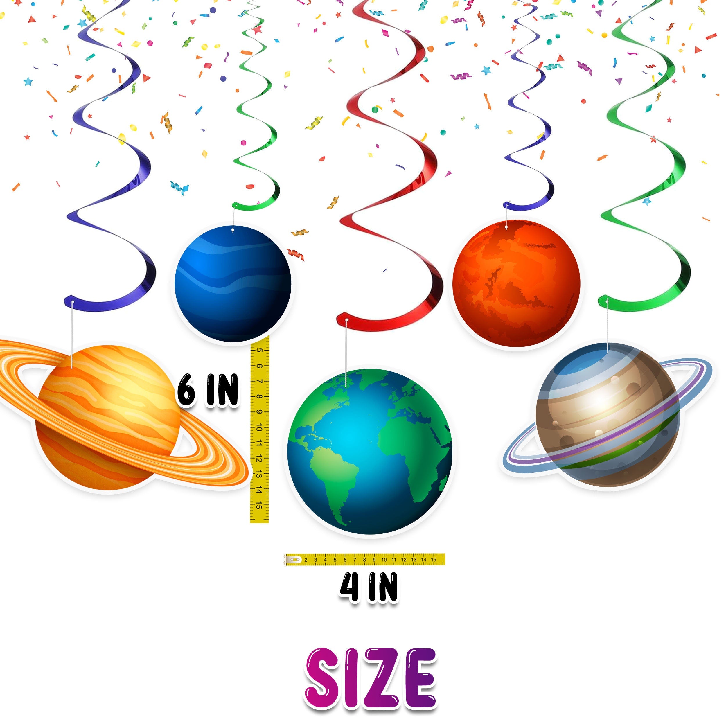 Cosmic Solar System Party Swirl Decorations - Planetary Hanging Cutouts for Space-Themed Events