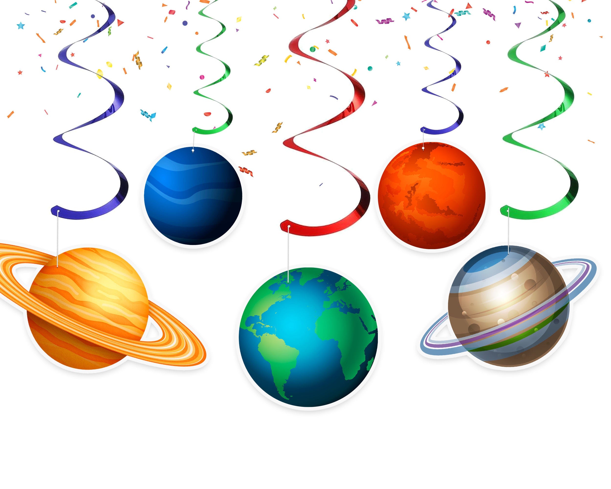 Cosmic Solar System Party Swirl Decorations