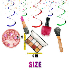 Glamourous Makeup Party Swirl Decorations - Chic Cosmetic Hanging Cutouts for Beauty-Themed Events