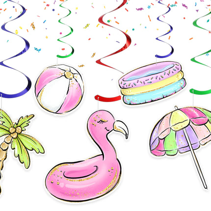 Splashy Pool Party Swirl Decorations