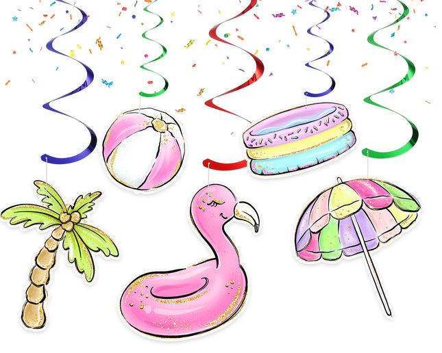 Splashy Pool Party Swirl Decorations