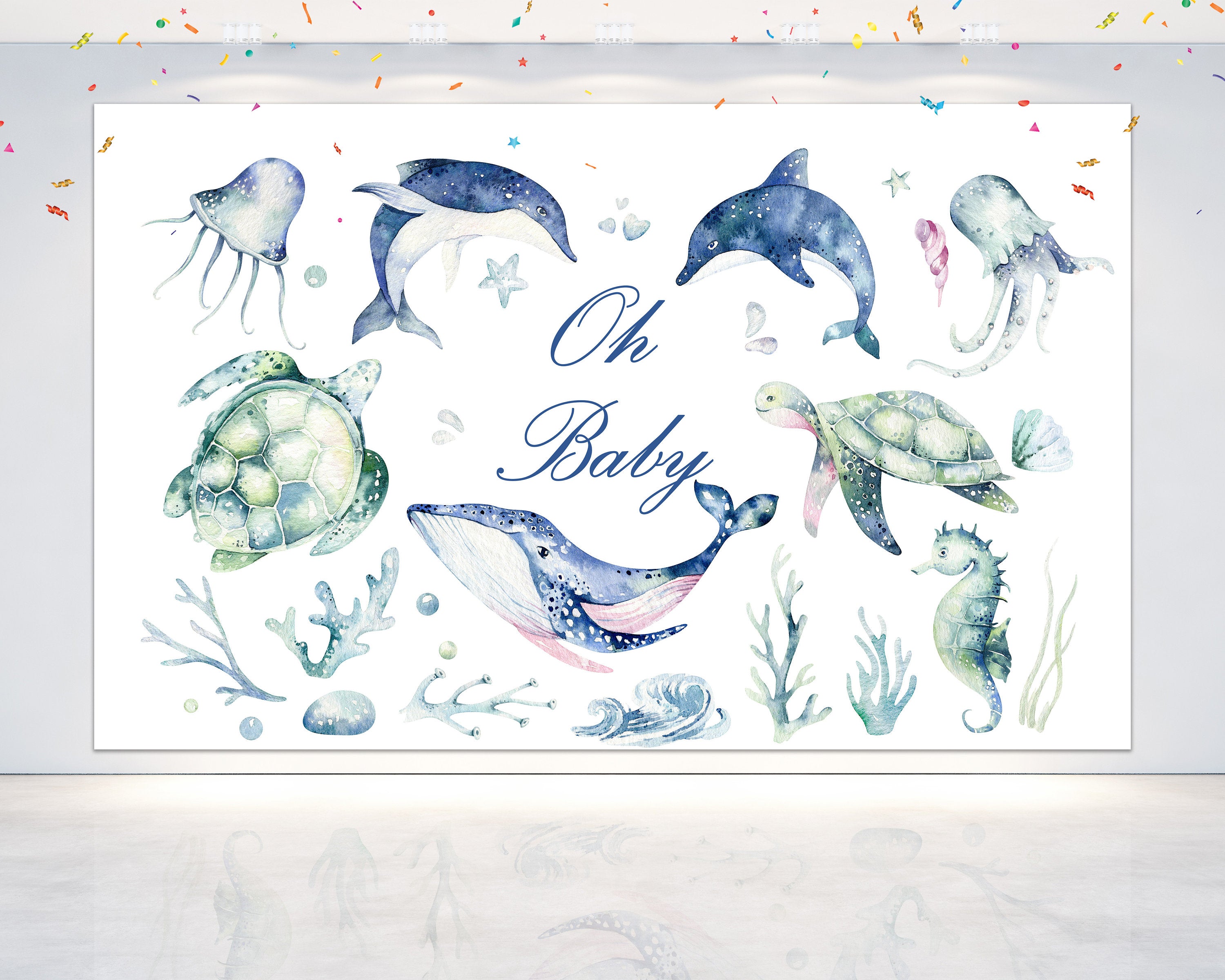 "Oh Baby Whales" Marine-Themed Baby Shower and Birthday Backdrop
