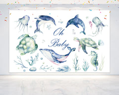 "Oh Baby Whales" Marine-Themed Baby Shower and Birthday Backdrop