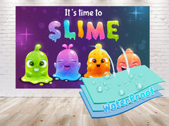 "It's Time to Slime" Baby Shower Backdrop 5x3 FT - Colorful Slime Party Decor