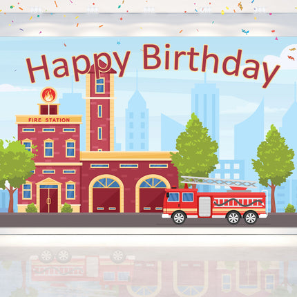 Firefighter Birthday" Backdrop