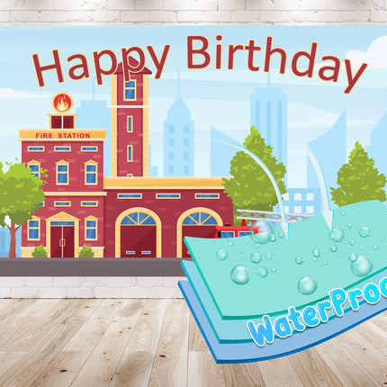Firefighter Birthday" Backdrop 5x3 FT - Ignite the Celebration with Heroic Flair!