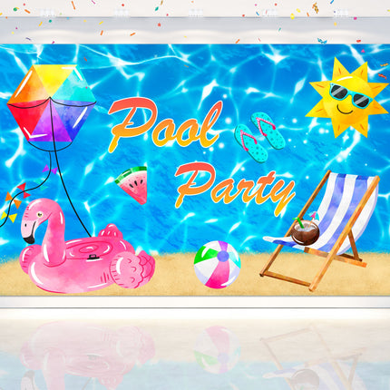 Pool Party Birthday Backdrop