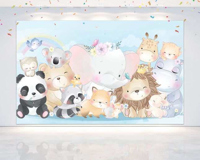 Jungle Animals Baby Shower and Birthday Backdrop