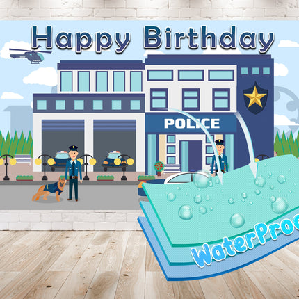 Police Birthday Backdrop 5x3 FT