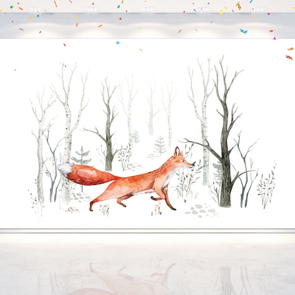 Fox Woodland Birthday Backdrop