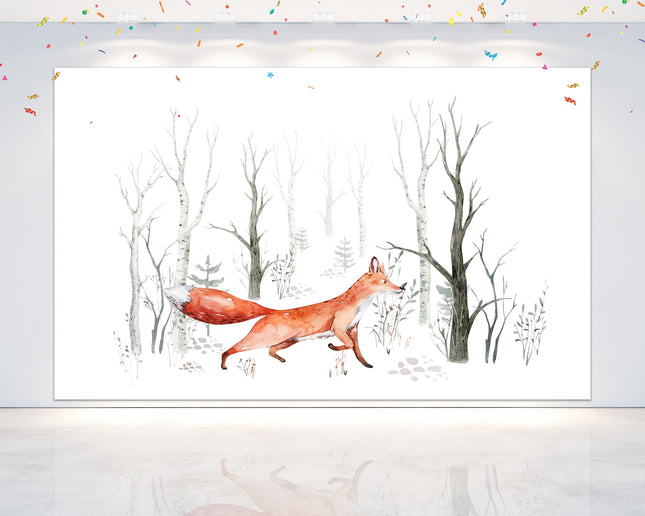 Fox Woodland Birthday Backdrop