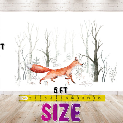 Fox Woodland Birthday Backdrop 5x3 FT