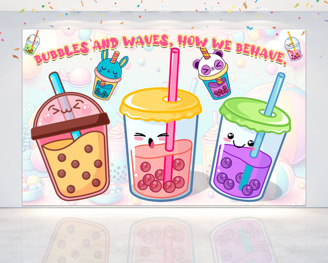 Boba Tea Party Birthday Backdrop