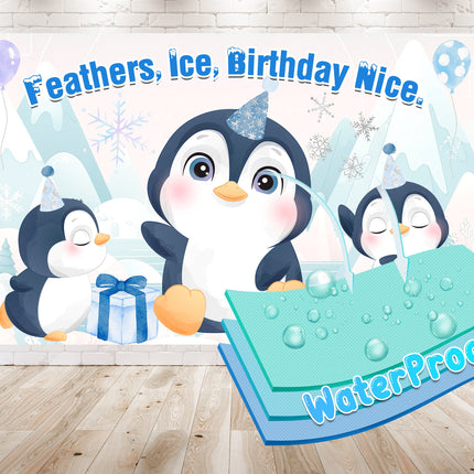 Penguin Birthday Backdrop 5x3 FT