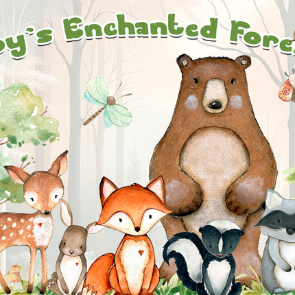 Enchanted Forest Woodland Animals Baby Shower Backdrop 5x3 FT