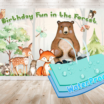 Enchanted Forest Woodland Animals Birthday Backdrop 5x3 FT