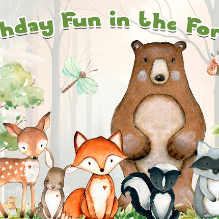 Enchanted Forest Woodland Animals Birthday Backdrop 5x3 FT