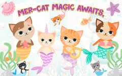 Enchanting Mermaid-Cat Birthday Backdrop 5x3 FT - Magical Underwater Party Decoration
