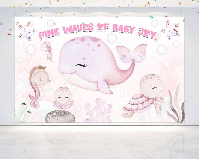 Pink Underwater Baby Shower Backdrop