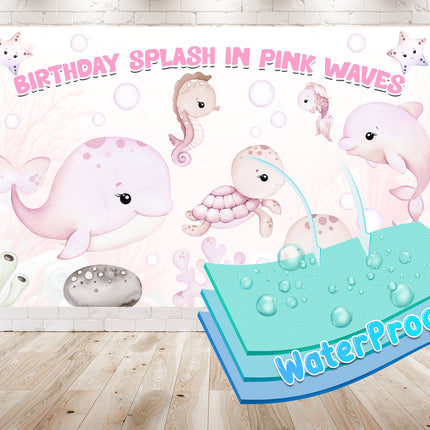 Pink Ocean Birthday Backdrop 5x3 FT