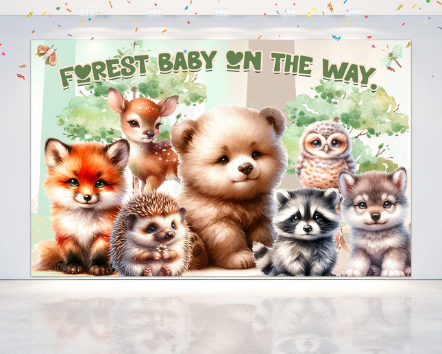 Charming Forest Friends Baby Shower Backdrop
