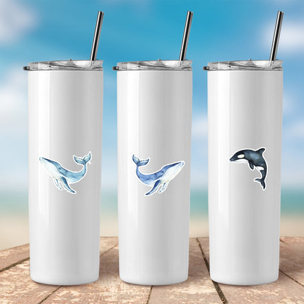 Majestic Whale Sticker Set - 25pcs Oceanic Wonder Decals