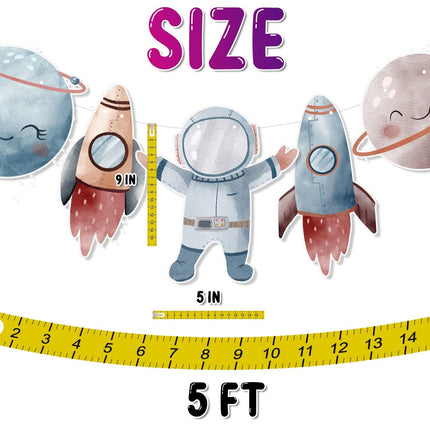 Cosmic Adventure - Whimsical Solar System Cartoon Banner for Kids Room Decor