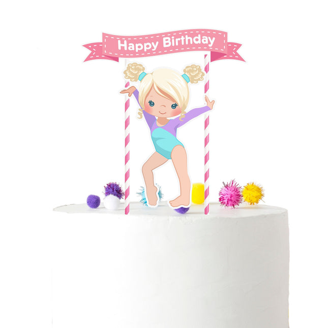 Adorable Gymnastics Birthday Cake Topper – Celebrate with a Leap of Joy