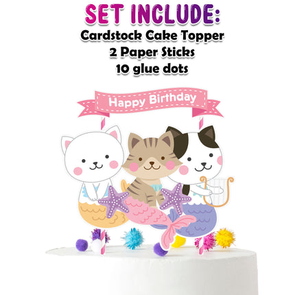 Purrmaid Celebration - Adorable Mermaid Cat Cake Topper for Birthday Parties