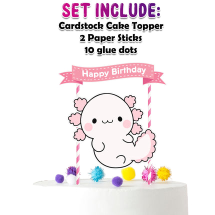 Axolotl Celebration - Cute Axolotl Cartoon Cake Topper for Birthday Parties