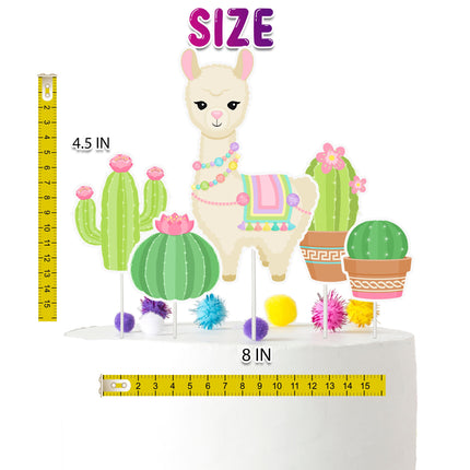 Llama Party Time - Festive Fiesta Llama Cartoon Cake Topper