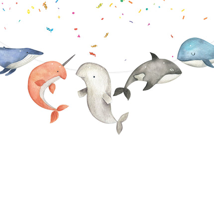 Oceanic Wonders Whale Cartoon Banner - Nautical Nursery and Playroom Decor