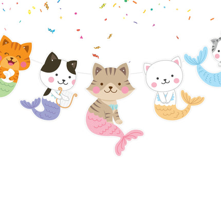 Magical Meowmaids Cartoon Banner - Enchanting Sea-Themed Decor for Kids and Cat Lovers