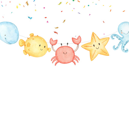 Ocean Friends Cartoon Banner - Playful Sea Creature Decor for Children's Spaces