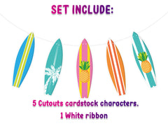 Surf's Up! Vibrant Surfboard Cartoon Banner - Beach Themed Decor